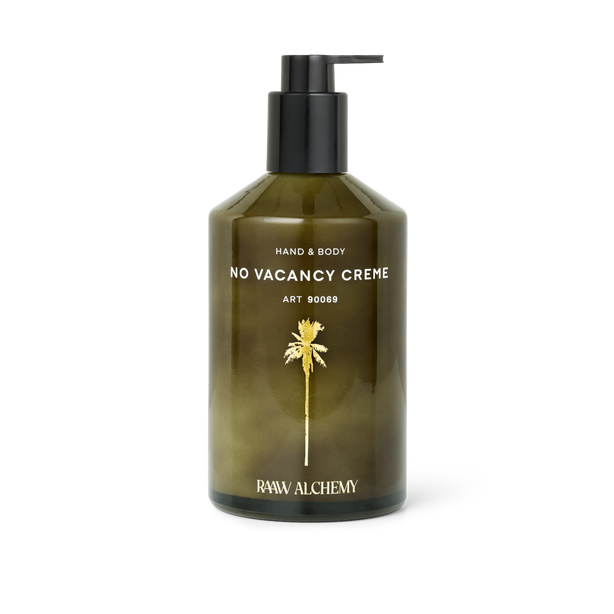 RAAW Alchemy Hand & Body Lotion – hydrating and nourishing creme in signature green glass.